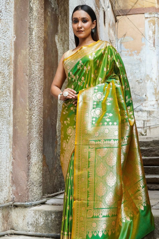 Pista Green Banarasi Saree