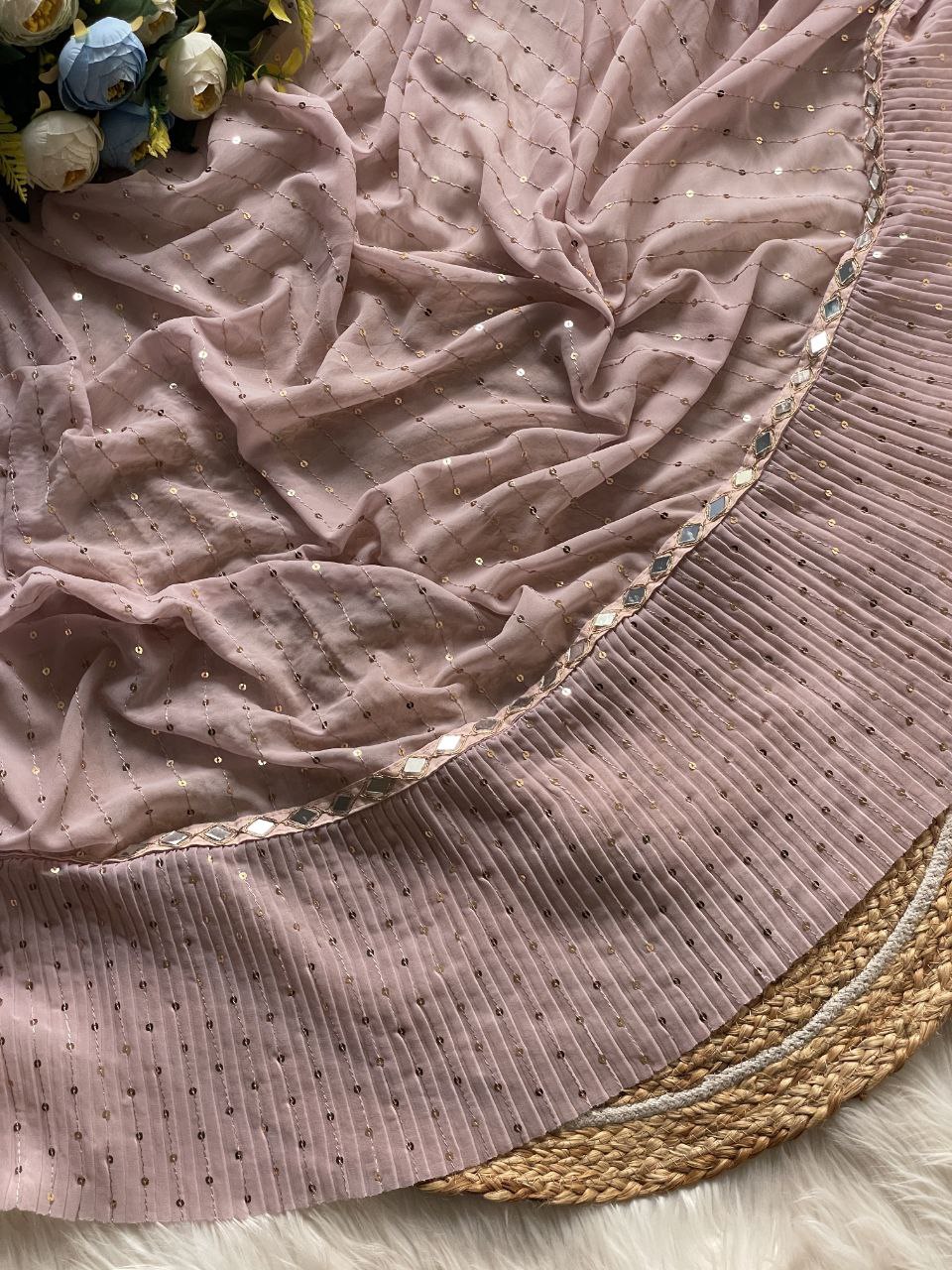 New Bollywood  Superhit Design  Launching  Equins Crush Pleated Saree