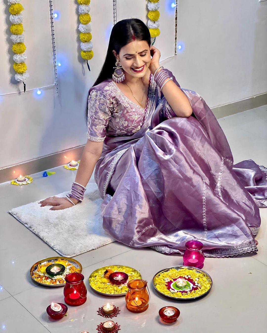 Bollywood collections party wear fancy Georgette lavender saree - Baranashe - Bollywood collections party wear fancy Georgette lavender saree