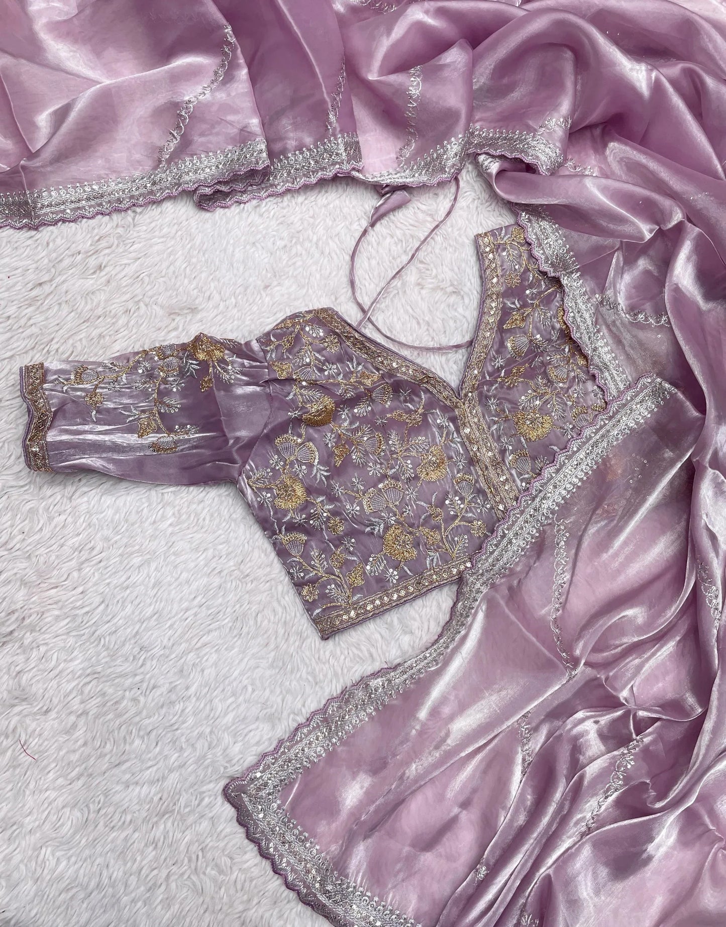 Bollywood collections party wear fancy Georgette lavender saree - Baranashe - Bollywood collections party wear fancy Georgette lavender saree