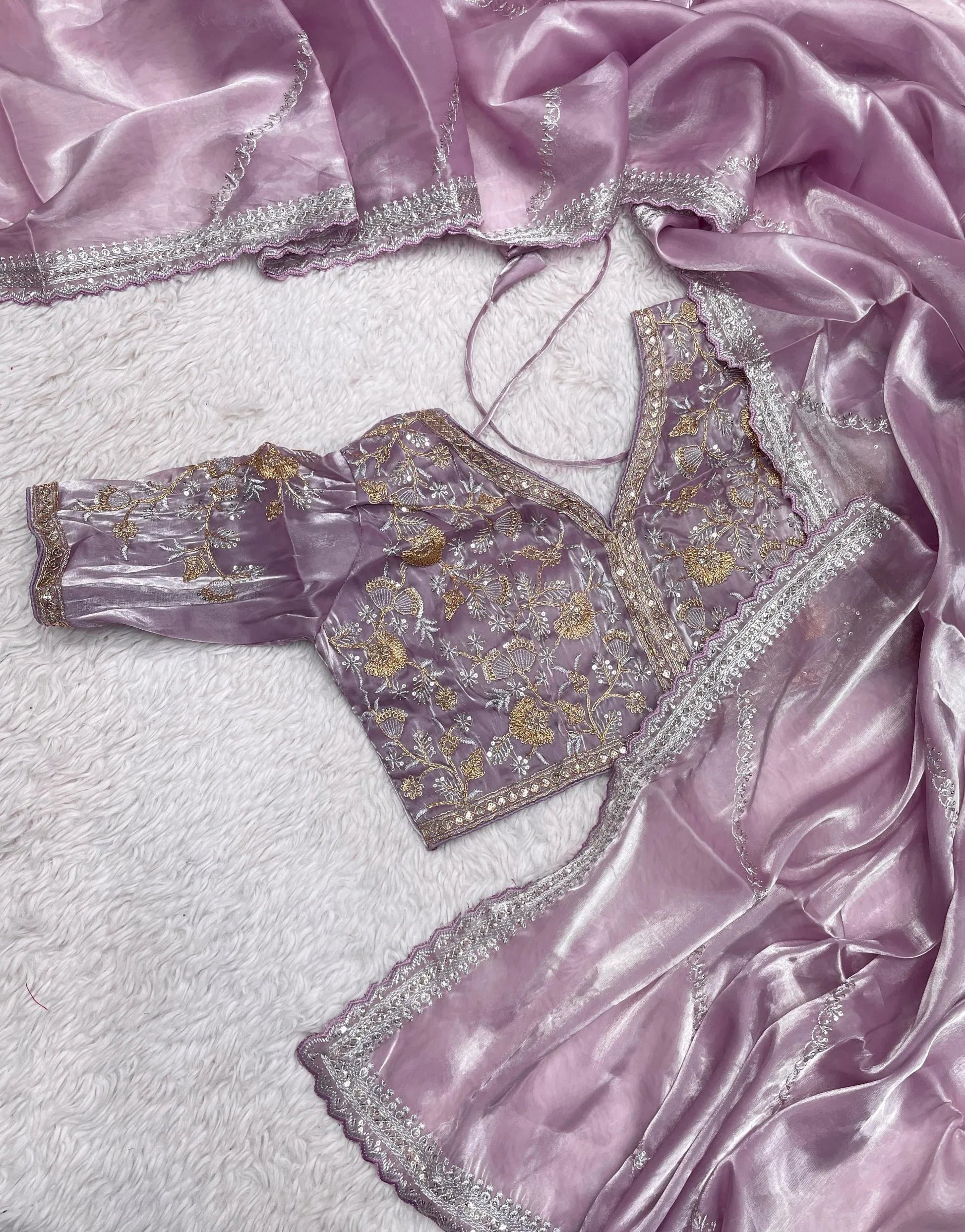 Bollywood collections party wear fancy Georgette lavender saree - Baranashe - Bollywood collections party wear fancy Georgette lavender saree