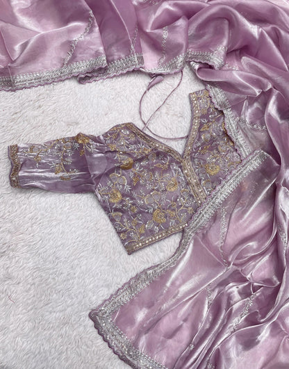 Bollywood collections party wear fancy Georgette lavender saree - Baranashe - Bollywood collections party wear fancy Georgette lavender saree