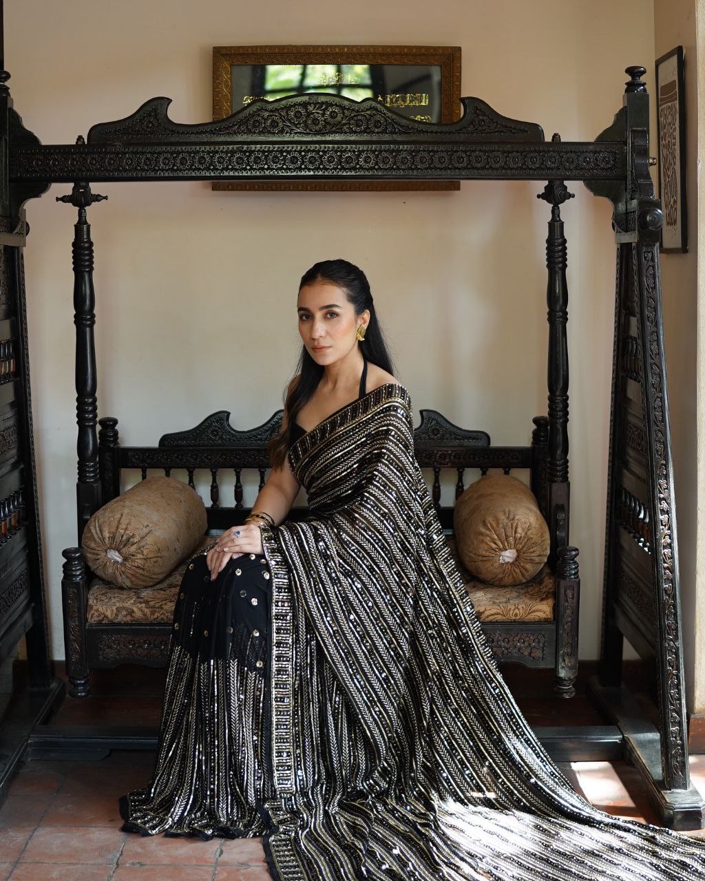 New Bollywood BlockBuster Multy Embroidery  Work Saree Black