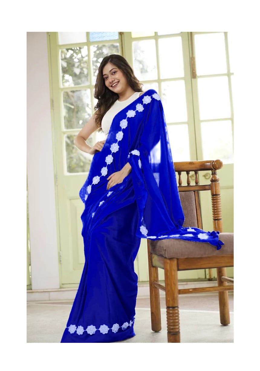 Blue Bollywood Collections Party Wear Fancy Georgette Saree