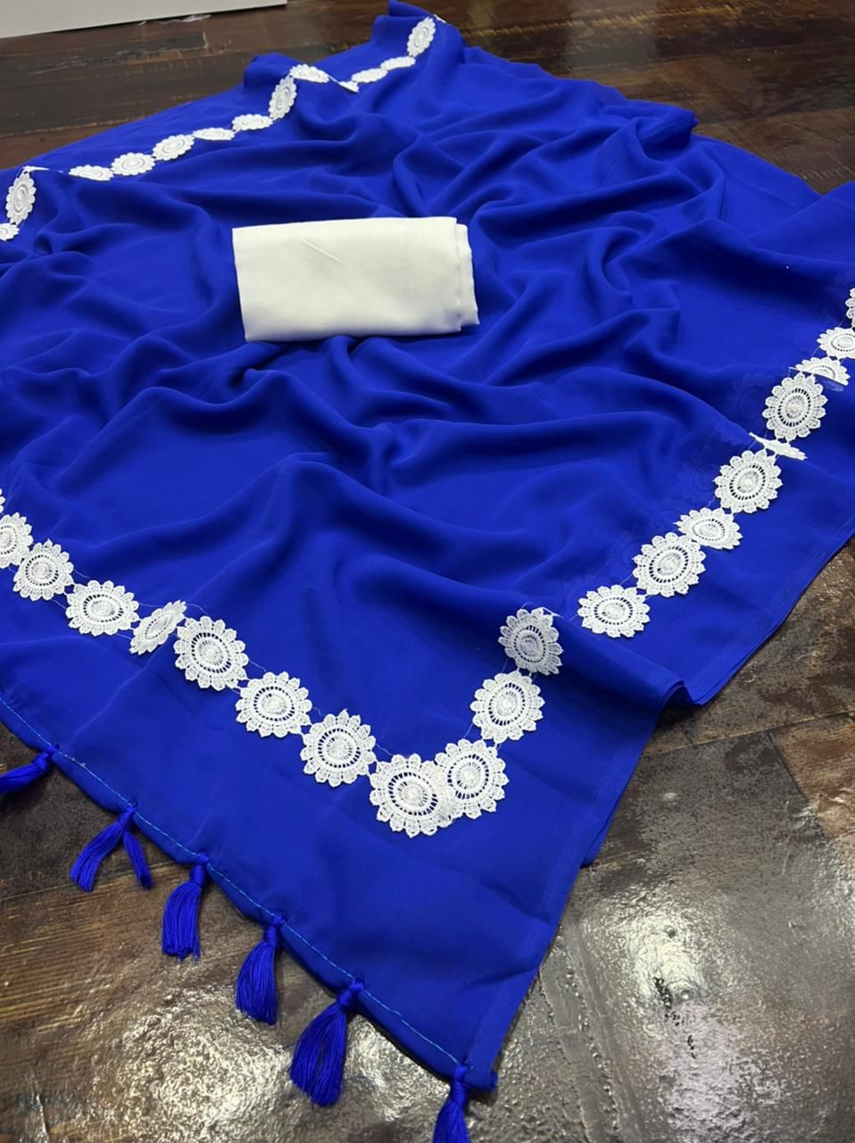 Blue Bollywood Collections Party Wear Fancy Georgette Saree