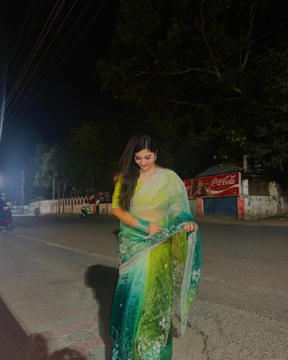 Bollywood collections party wear fancy Organza Silk  saree