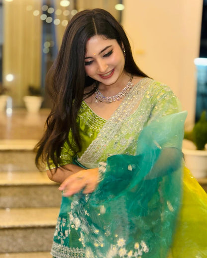 Bollywood collections party wear fancy Organza Silk  saree