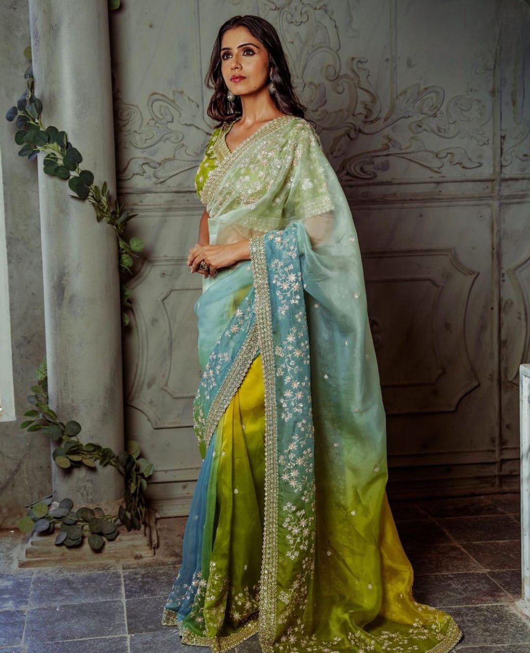 Bollywood collections party wear fancy Organza Silk  saree