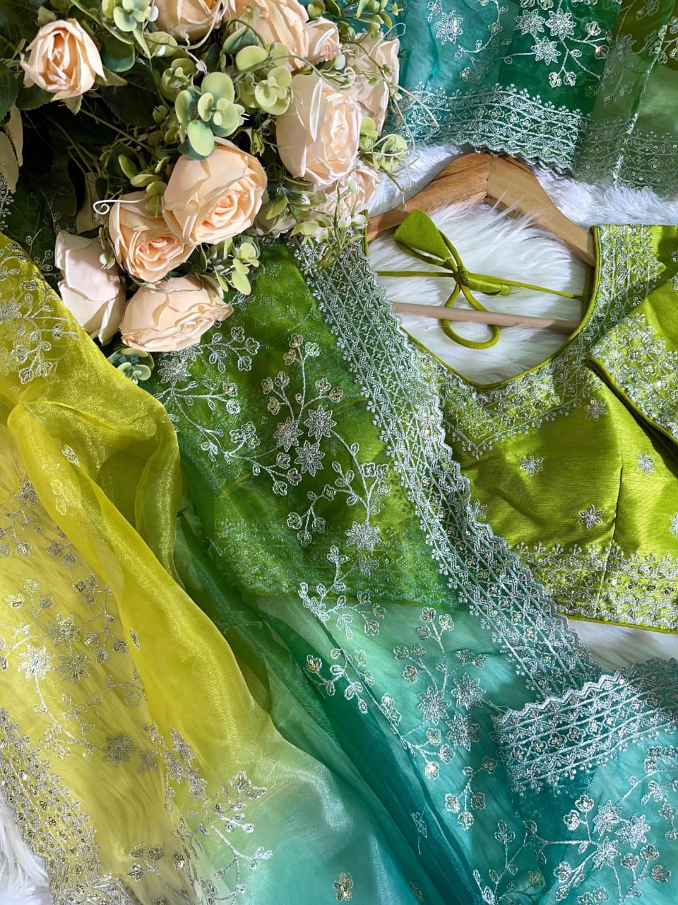 Bollywood collections party wear fancy Organza Silk  saree