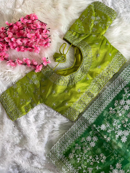 Bollywood collections party wear fancy Organza Silk  saree