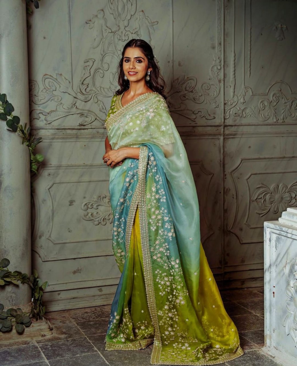 Bollywood collections party wear fancy Organza Silk  saree