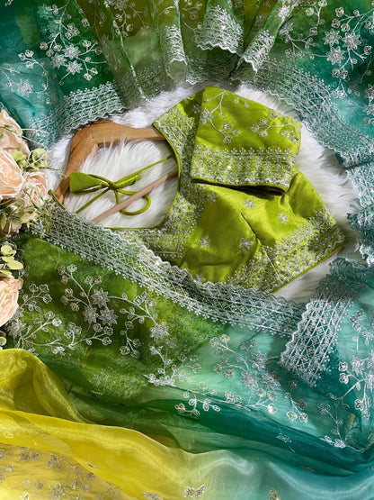 Bollywood collections party wear fancy Organza Silk  saree