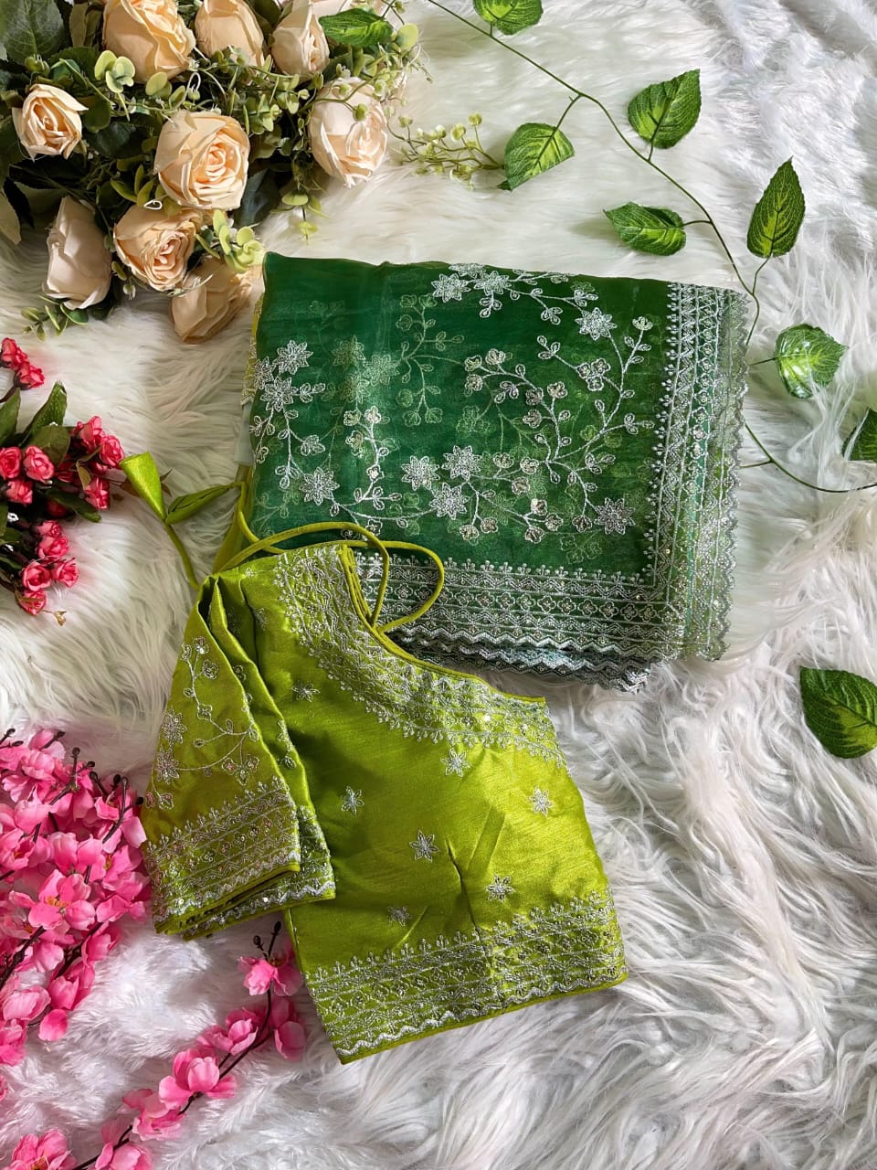 Bollywood collections party wear fancy Organza Silk  saree