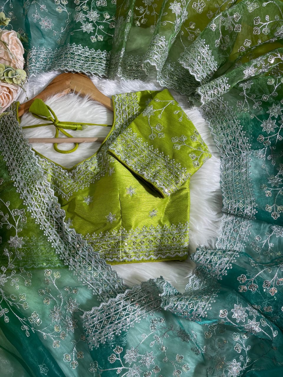 Bollywood collections party wear fancy Organza Silk  saree