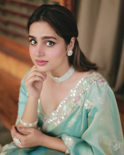 Bollywood collections party wear fancy Tebby Silk  saree