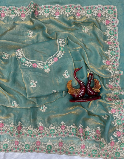 Bollywood collections party wear fancy Tebby Silk  saree