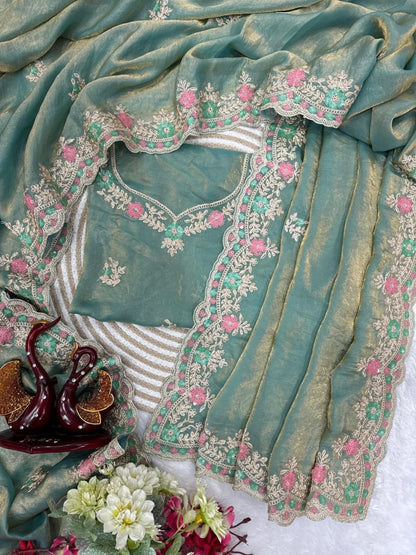 Bollywood collections party wear fancy Tebby Silk  saree