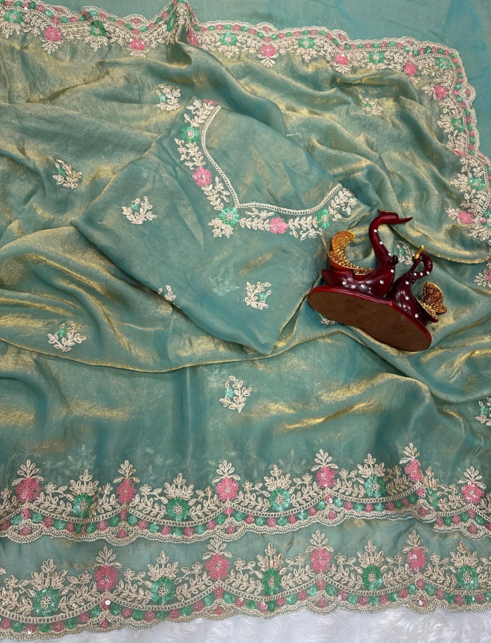 Bollywood collections party wear fancy Tebby Silk  saree