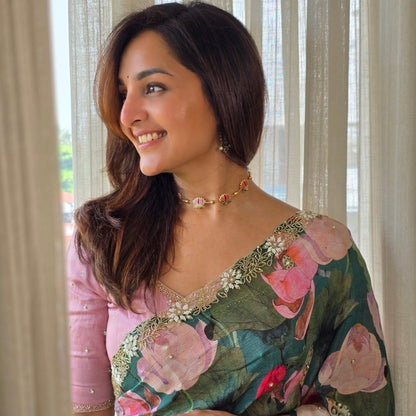 Bollywood collections party wear fancy Sattin Silk  saree