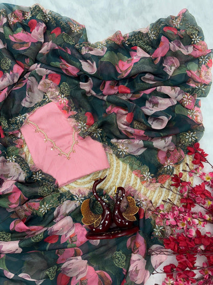 Bollywood collections party wear fancy Sattin Silk  saree