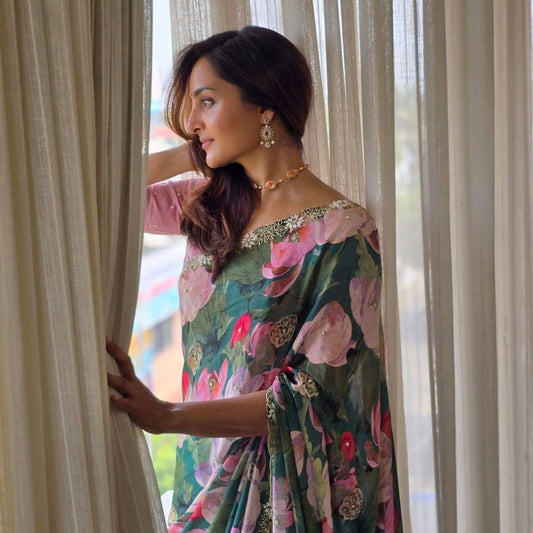 Bollywood collections party wear fancy Sattin Silk  saree