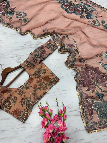 Bollywood collections party wear fancy Tebby Silk  saree