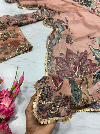 Bollywood collections party wear fancy Tebby Silk  saree