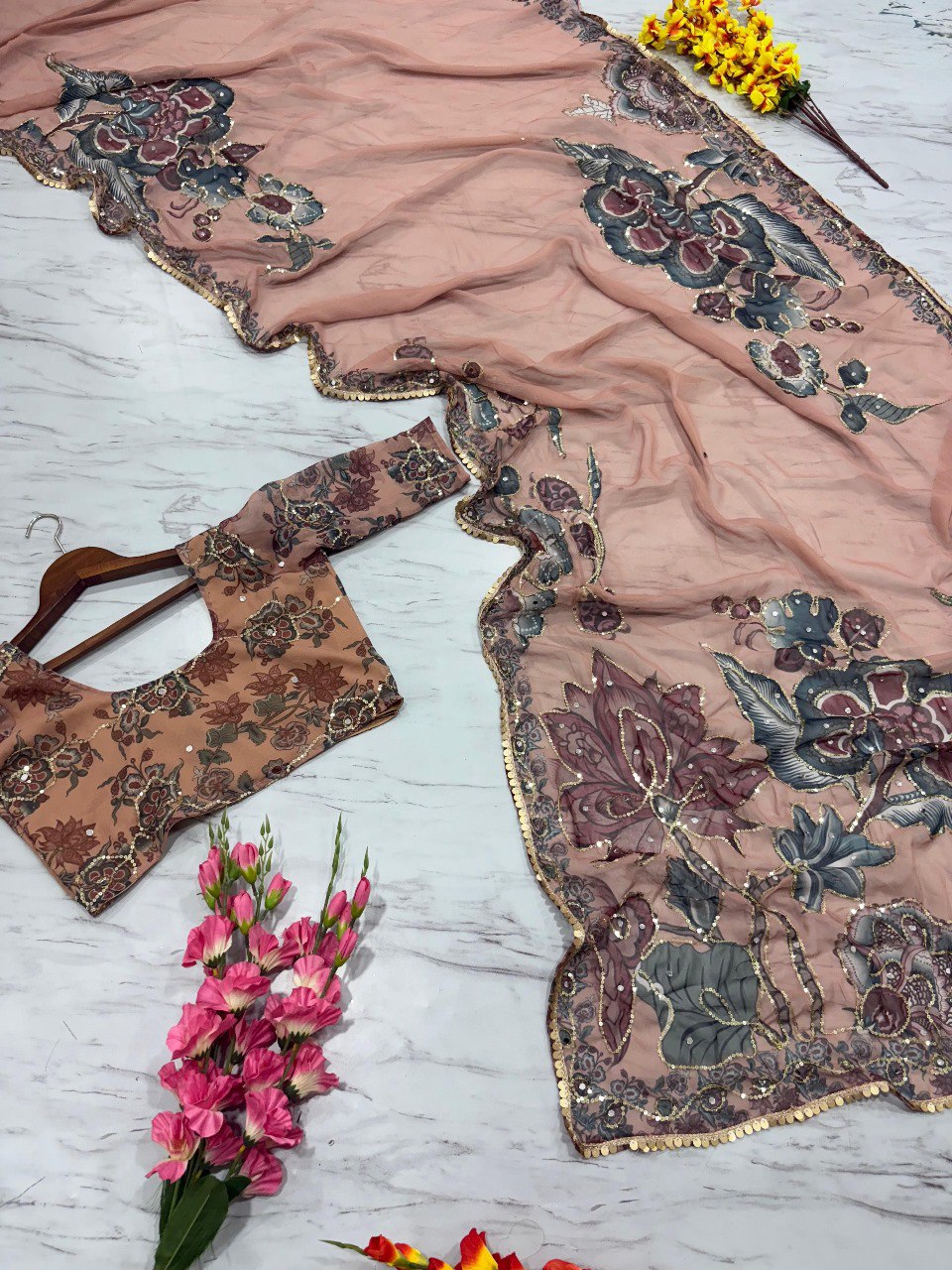 Bollywood collections party wear fancy Tebby Silk  saree