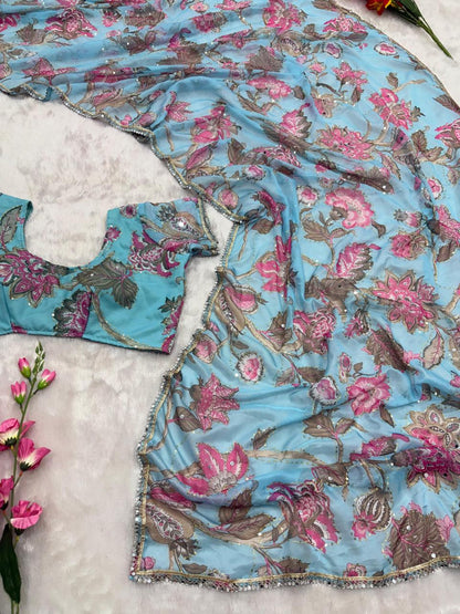 Bollywood collections party wear fancy  Georgette saree's