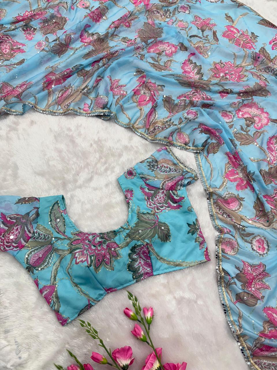 Bollywood collections party wear fancy  Georgette saree's