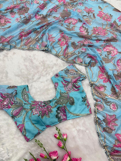 Bollywood collections party wear fancy  Georgette saree's