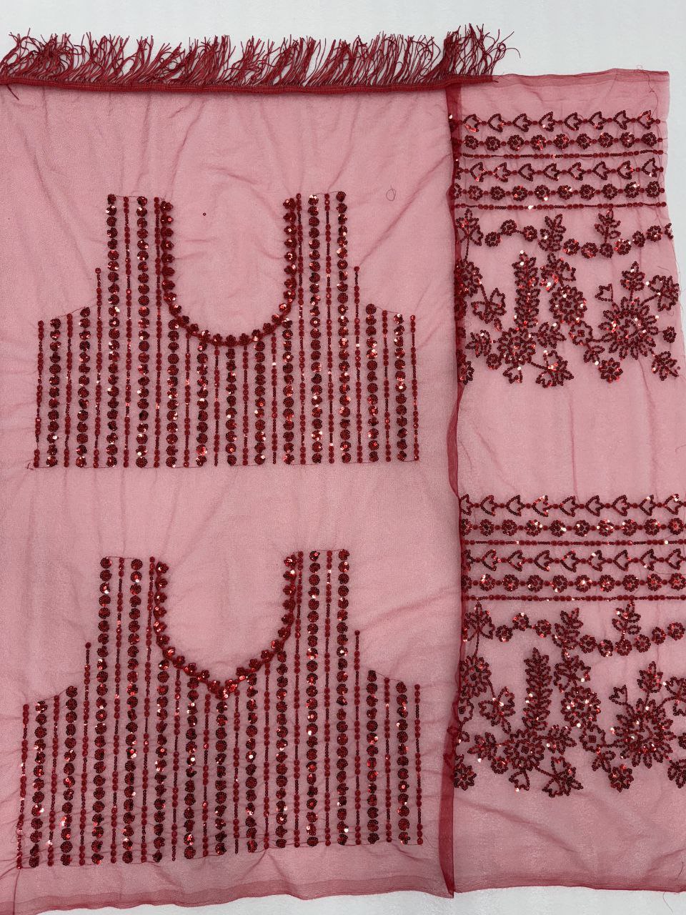 Bollywood Trending Red Saree with Heavy Zalar Work on Pallu & Blouse
