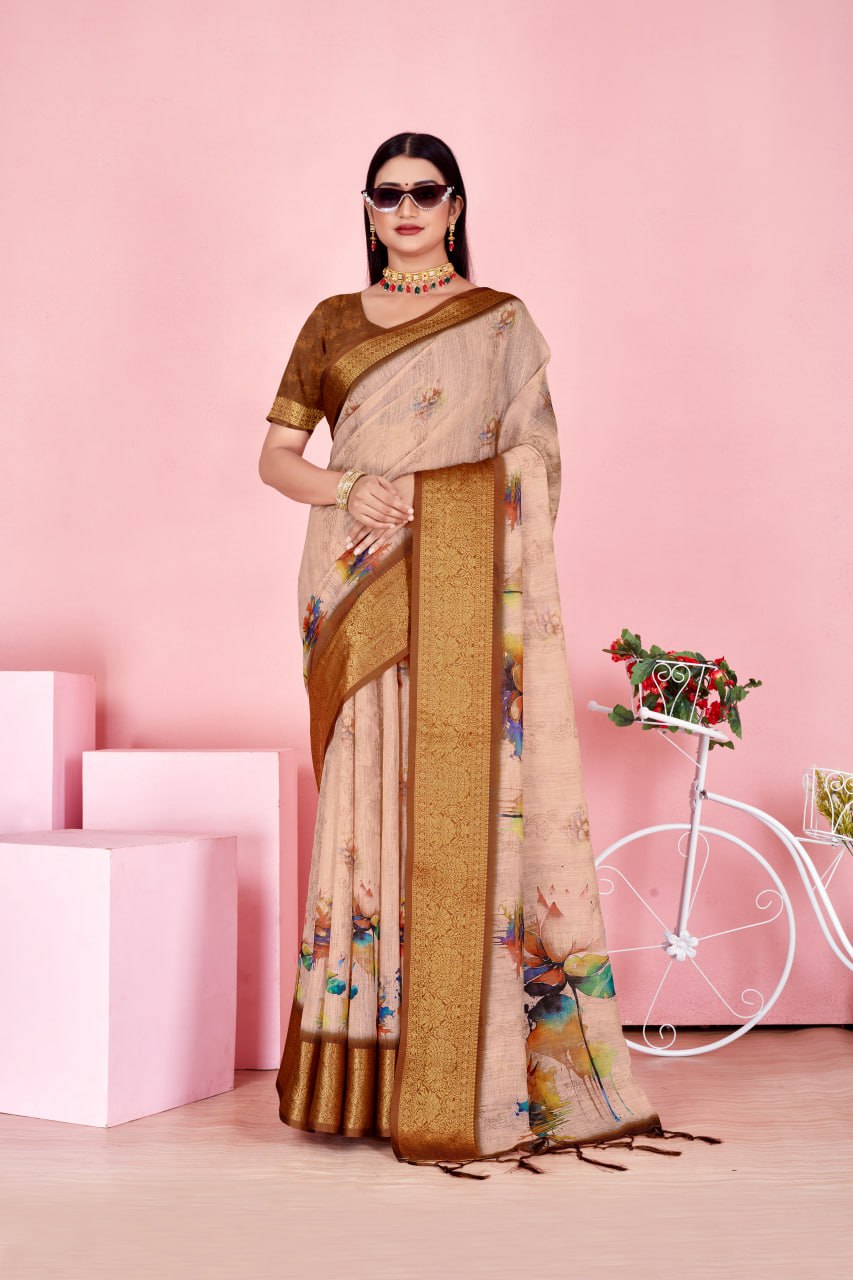 Golden Blossom Elegance Saree