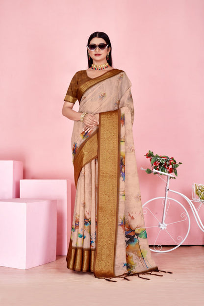 Golden Blossom Elegance Saree