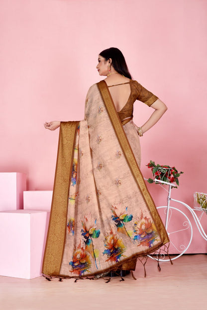 Golden Blossom Elegance Saree