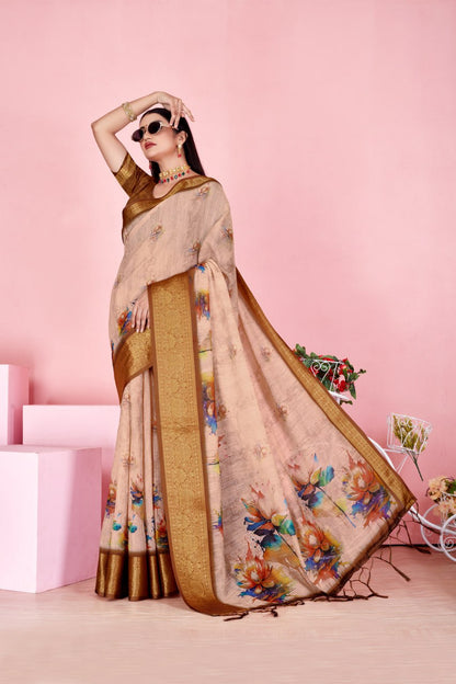 Golden Blossom Elegance Saree
