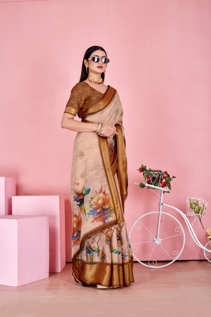 Golden Blossom Elegance Saree