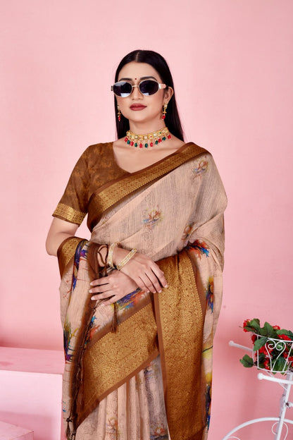 Golden Blossom Elegance Saree