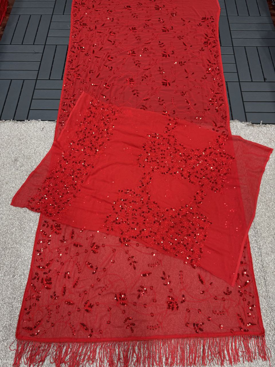 Bollywood Style Red Sequin Saree | Party Wear Georgette Saree