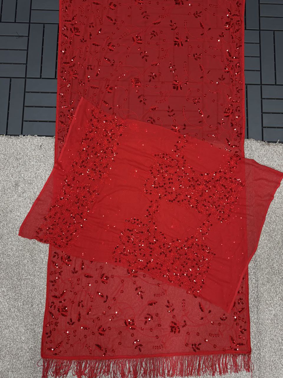 Bollywood Style Red Sequin Saree | Party Wear Georgette Saree