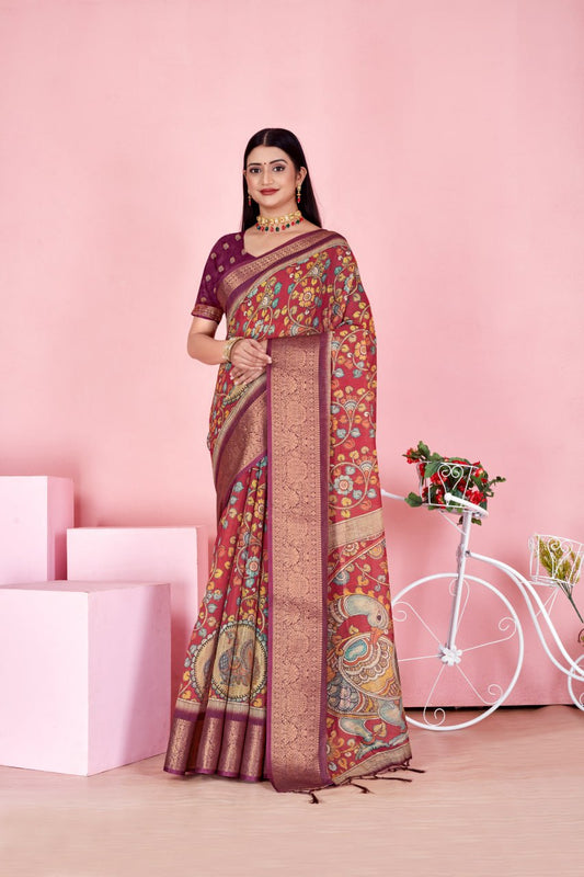 Royal Maroon Peacock Tale Saree