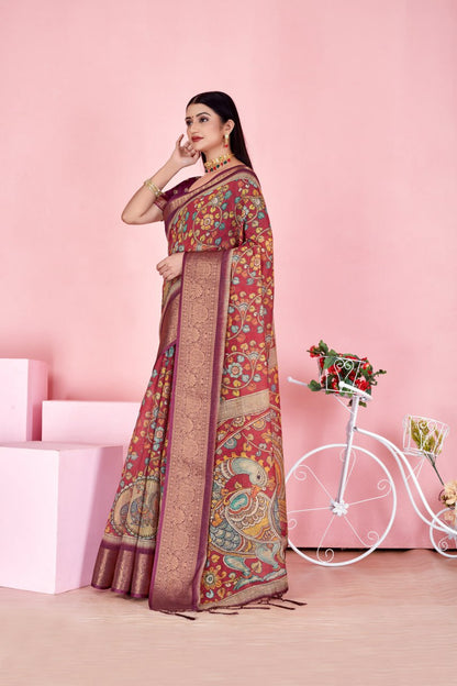 Royal Maroon Peacock Tale Saree