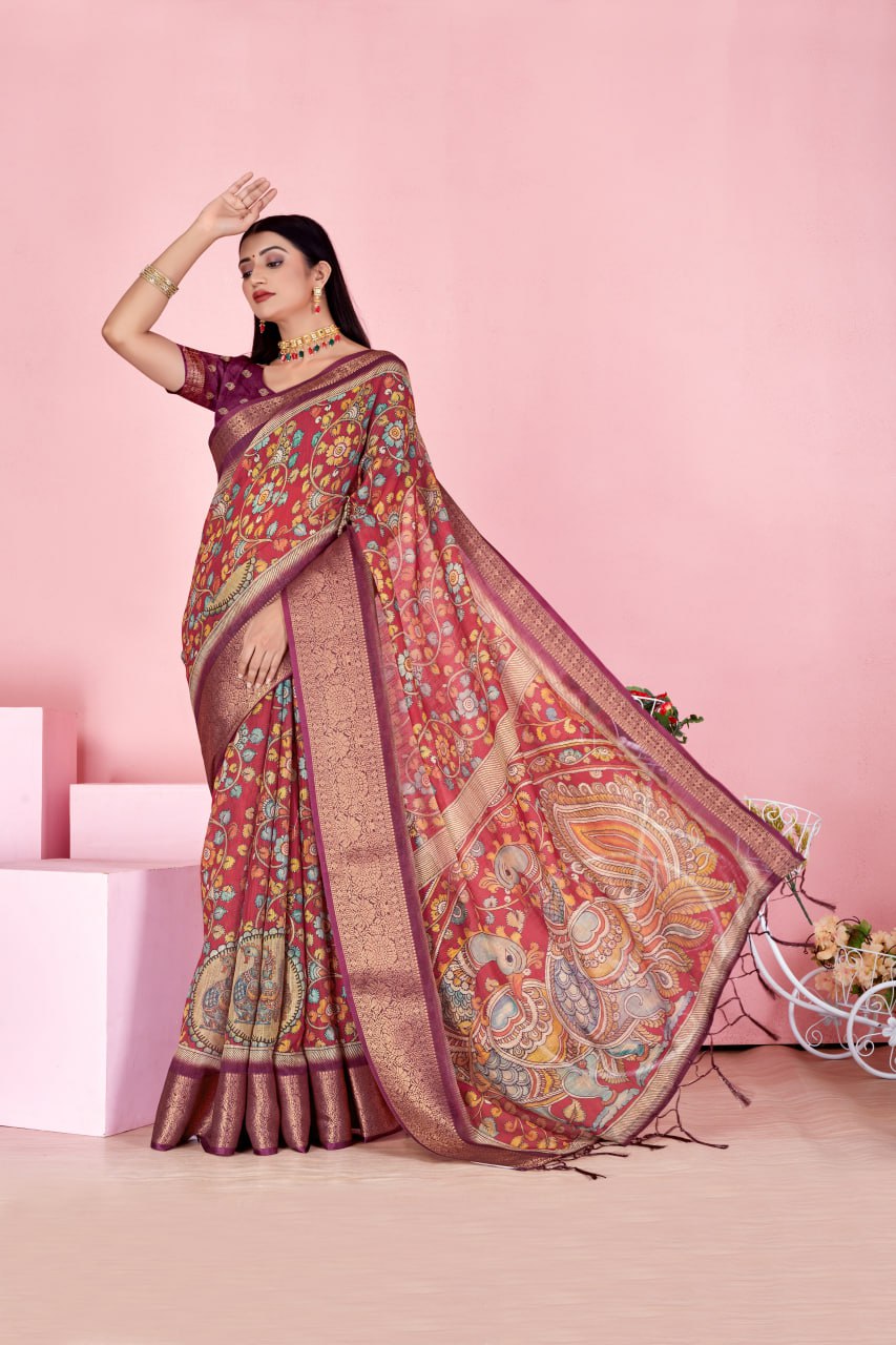 Royal Maroon Peacock Tale Saree