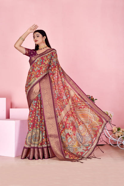 Royal Maroon Peacock Tale Saree