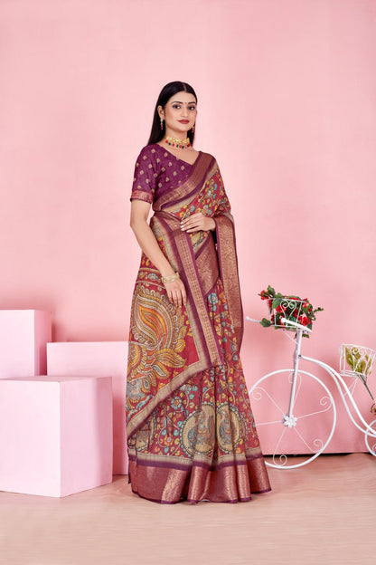 Royal Maroon Peacock Tale Saree