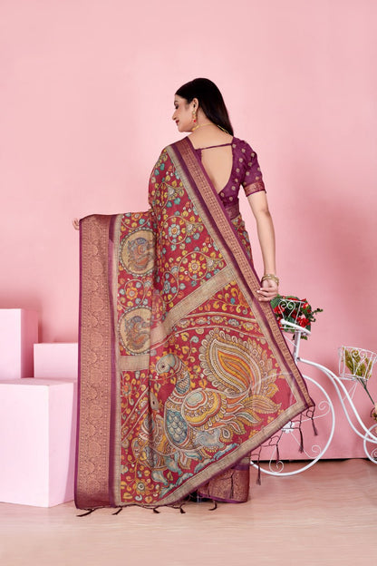 Royal Maroon Peacock Tale Saree