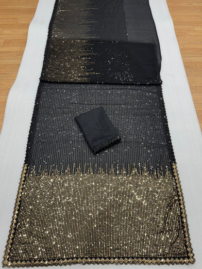 New Bollywood BlockBuster Sequins Georgette Saree Inspired by Sargun Mehta