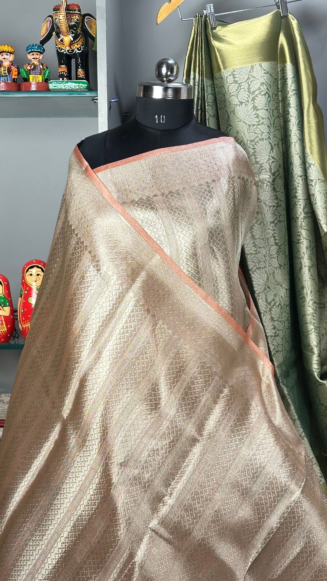 Pink & Yellow Crush Tissue Saree