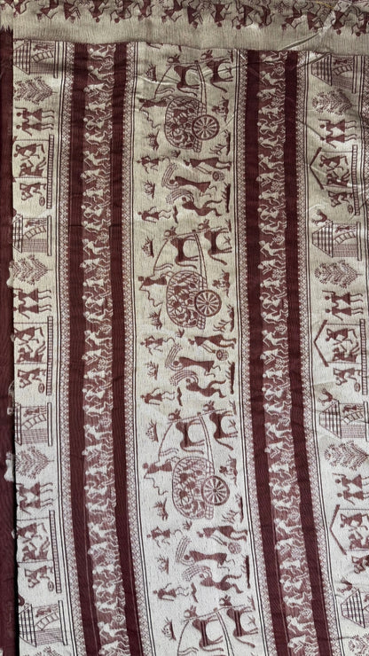 Banarashe Maroon Banarasi Cotton Saree with Elaborate Aachal Work