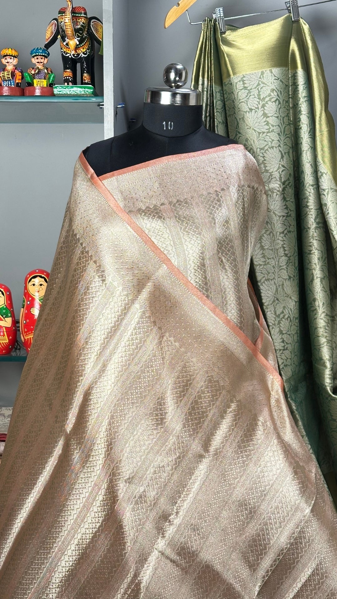 Pink & Yellow Crush Tissue Saree